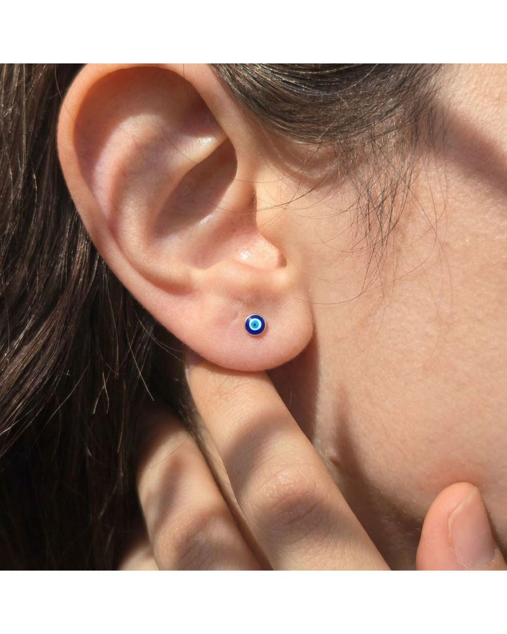Harfi Blue Turkish Evil Eye Nazar Protective Stud Earrings