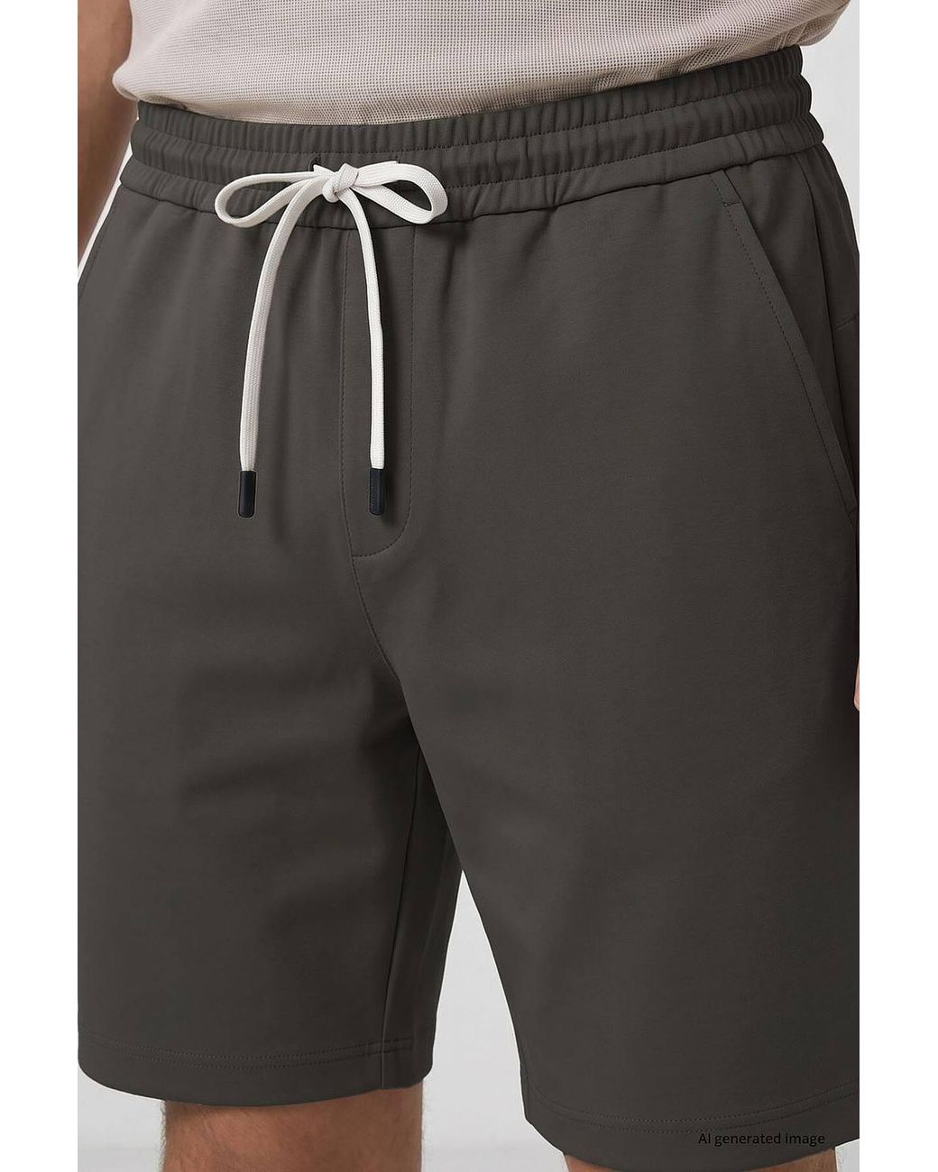 TOMMY LIFE Black Mid Waist Jersey Shorts for men