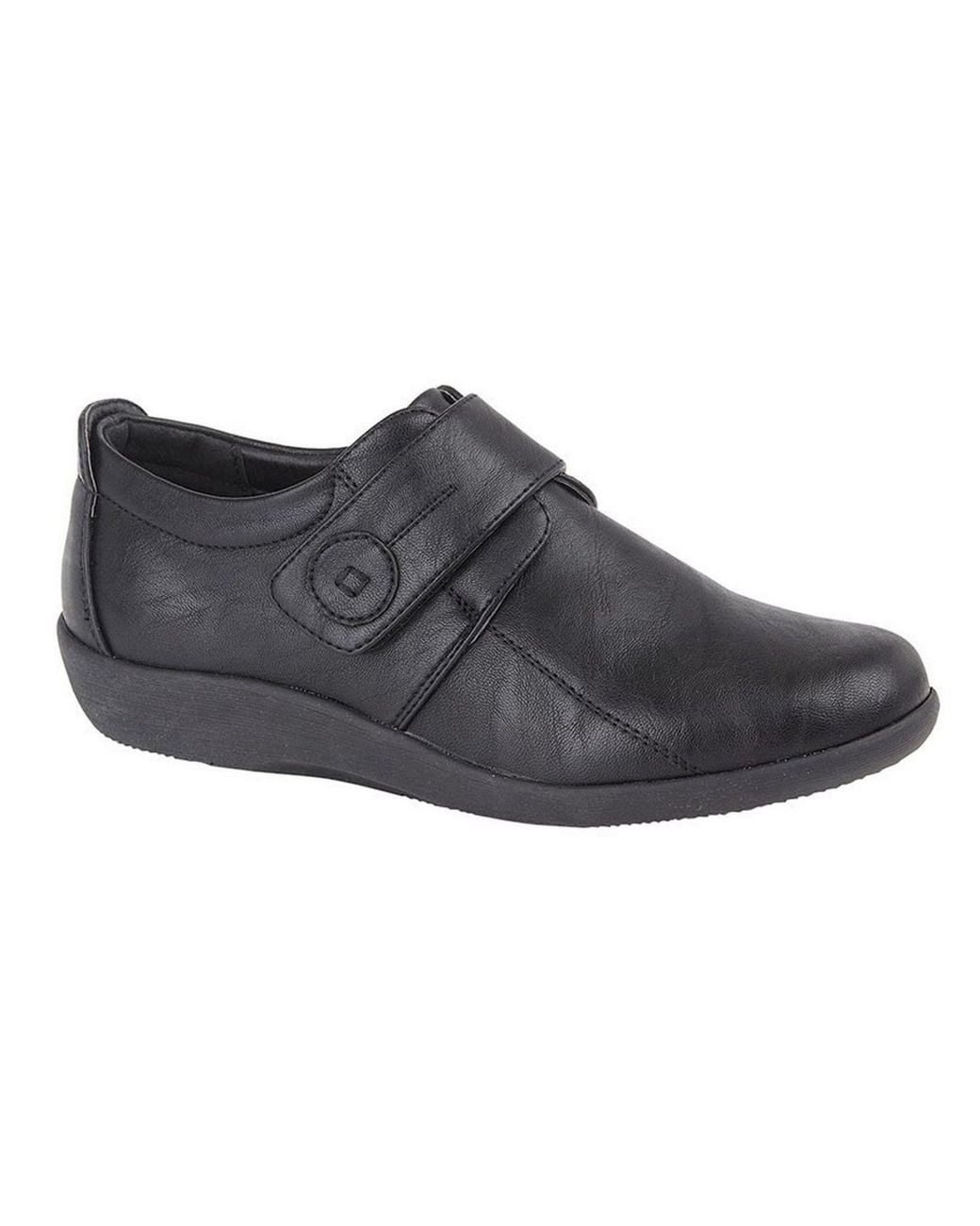 Boulevard Black X Wide Ee Fit Touch Fastening Bar Shoe