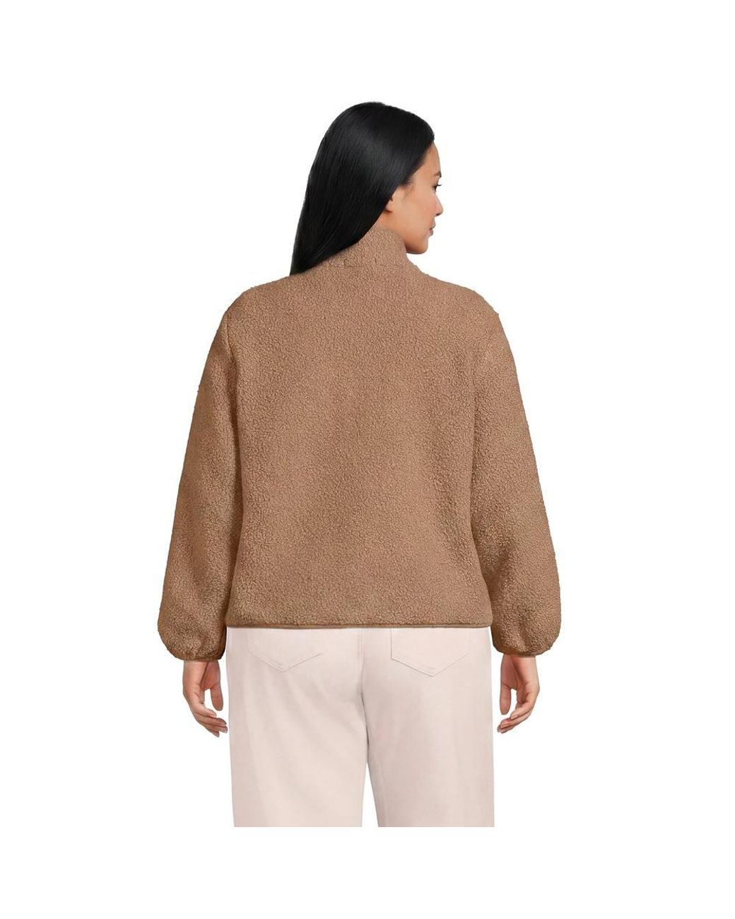 Lands' End Brown Plus Fleece Bouclé Jacket
