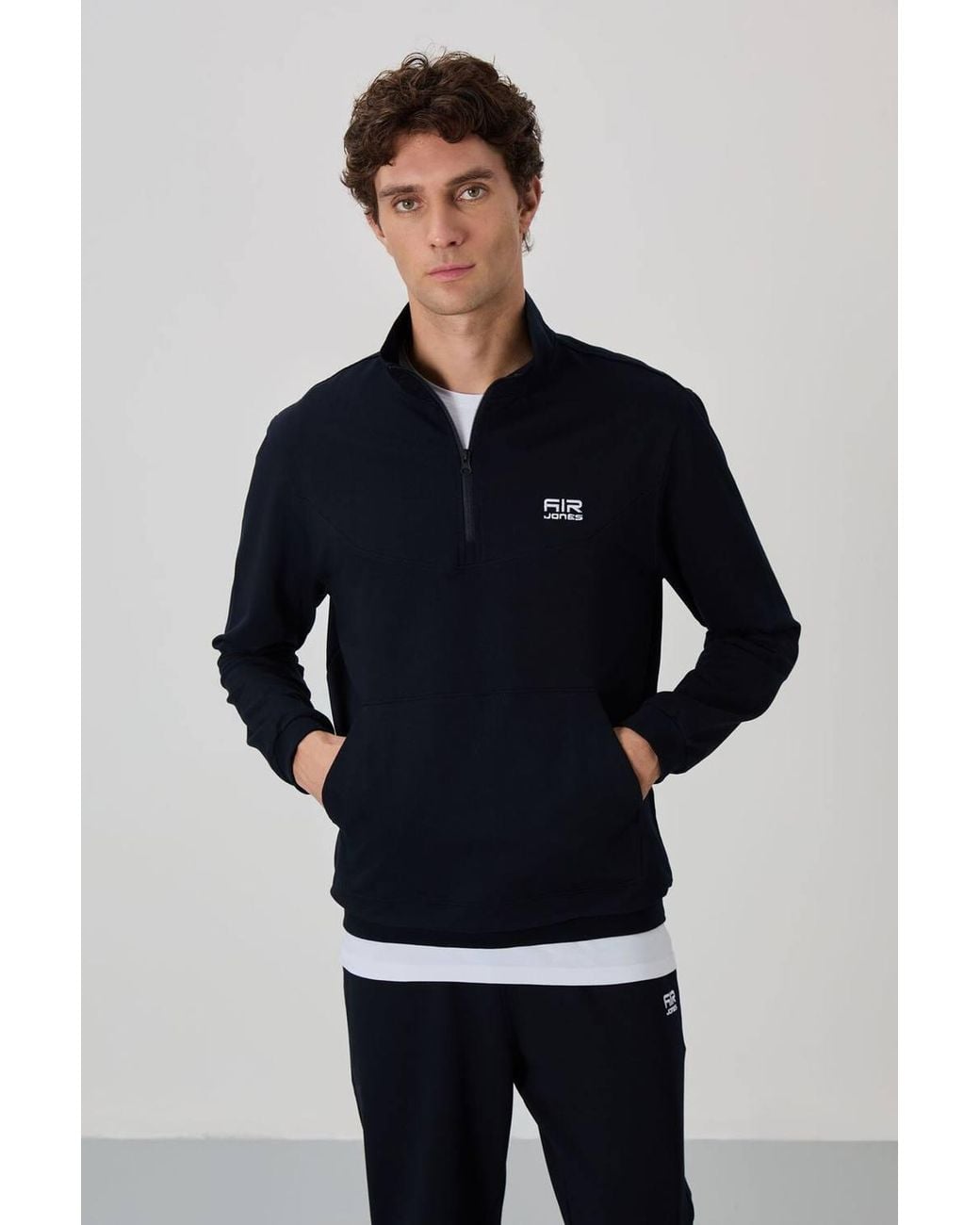 TOMMY LIFE Blue Zip-Front Sweatshirt & Pants Set for men