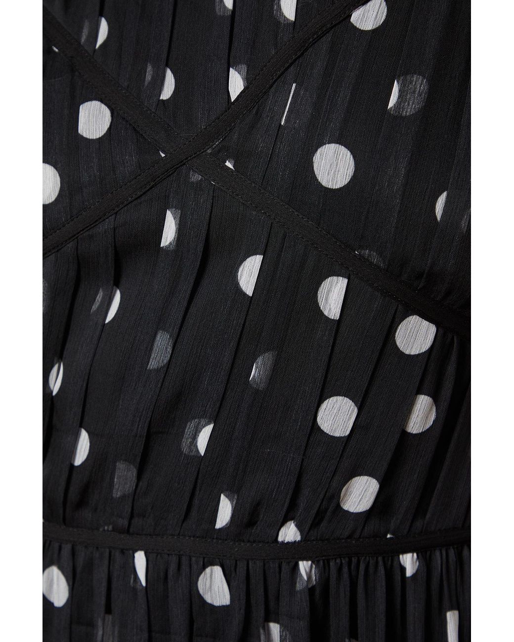 Oasis Blue Spot Contrast Piping Midi Dress