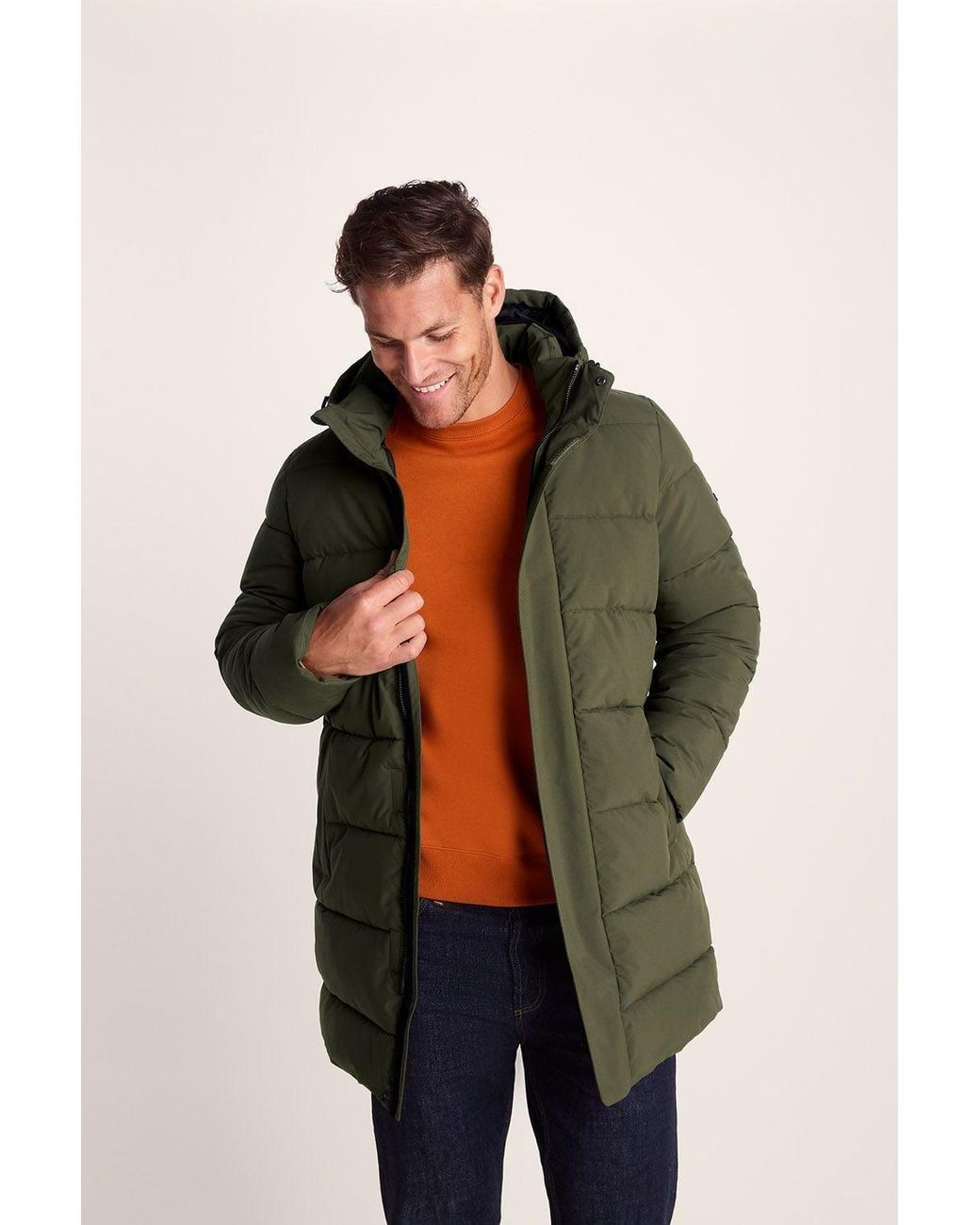 TOG24 Green 'Preece' Long Shower Resistant Insulated Jacket for men