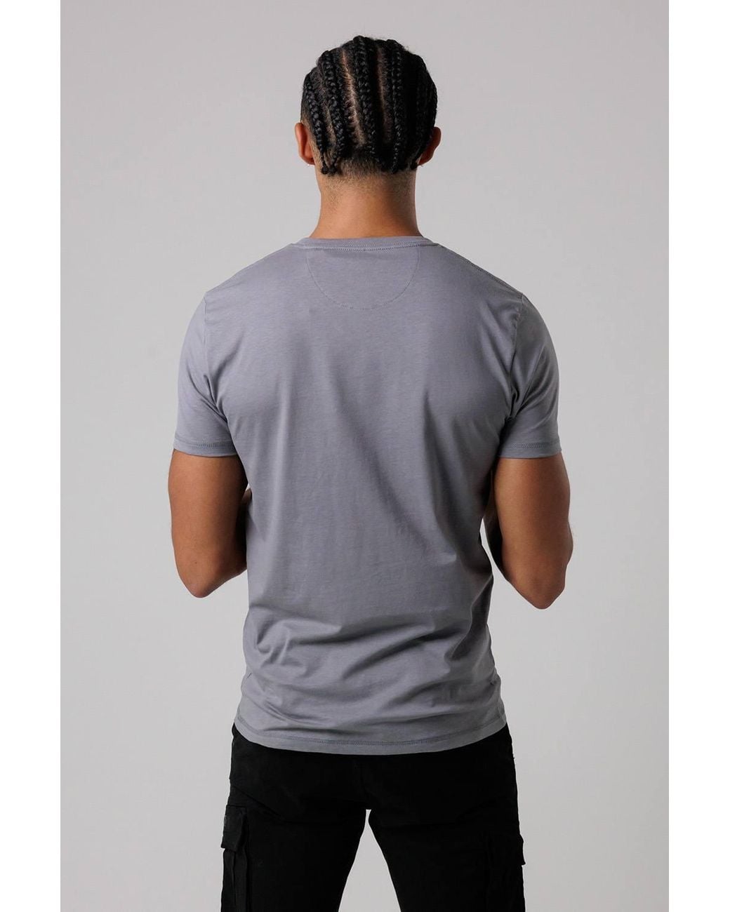 Firetrap Gray Regular Fit Cotton T-Shirt With Logo for men