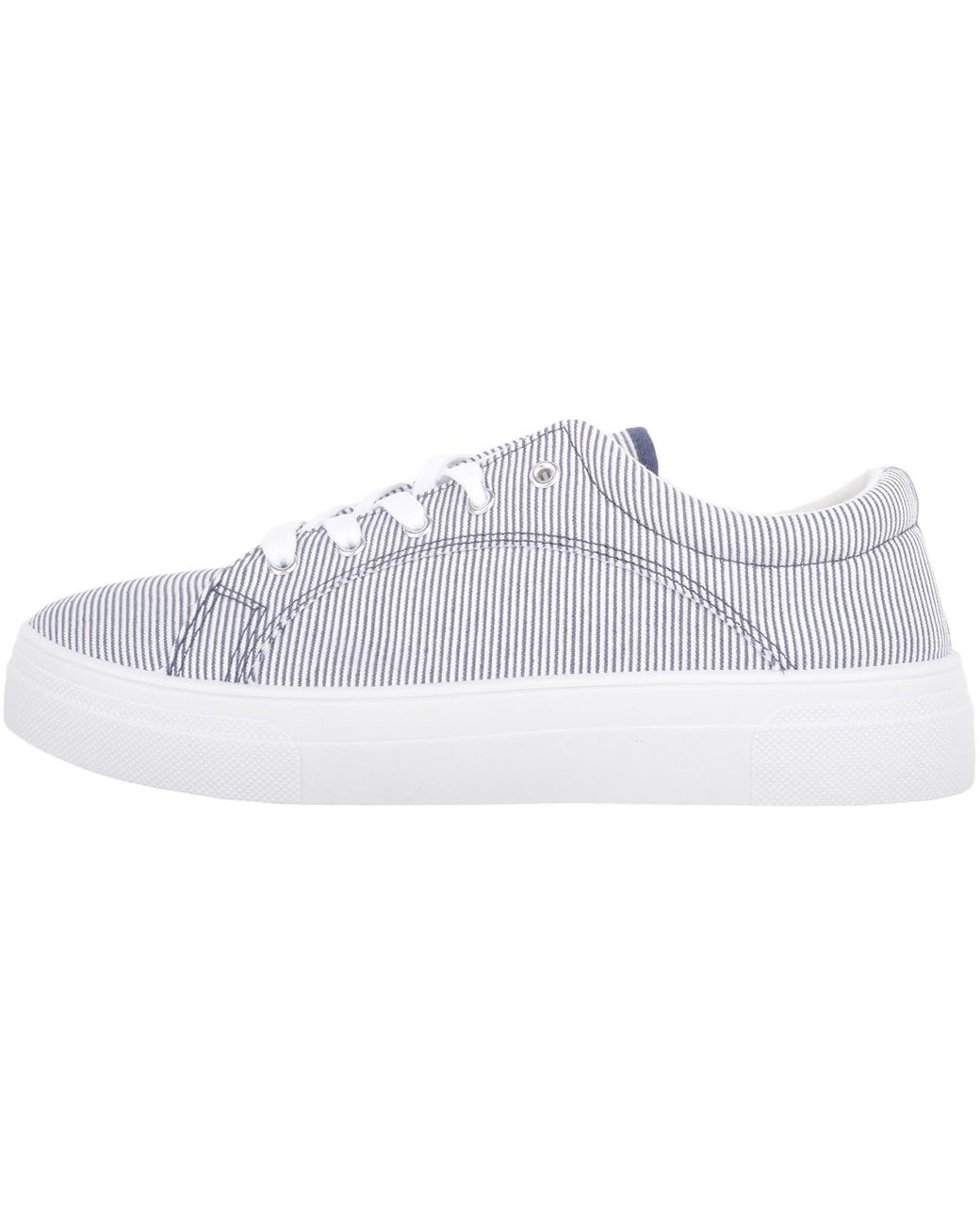 Absolute Footwear White Lace Up Sparkly Striped Canvas Chunky Platform Shoe