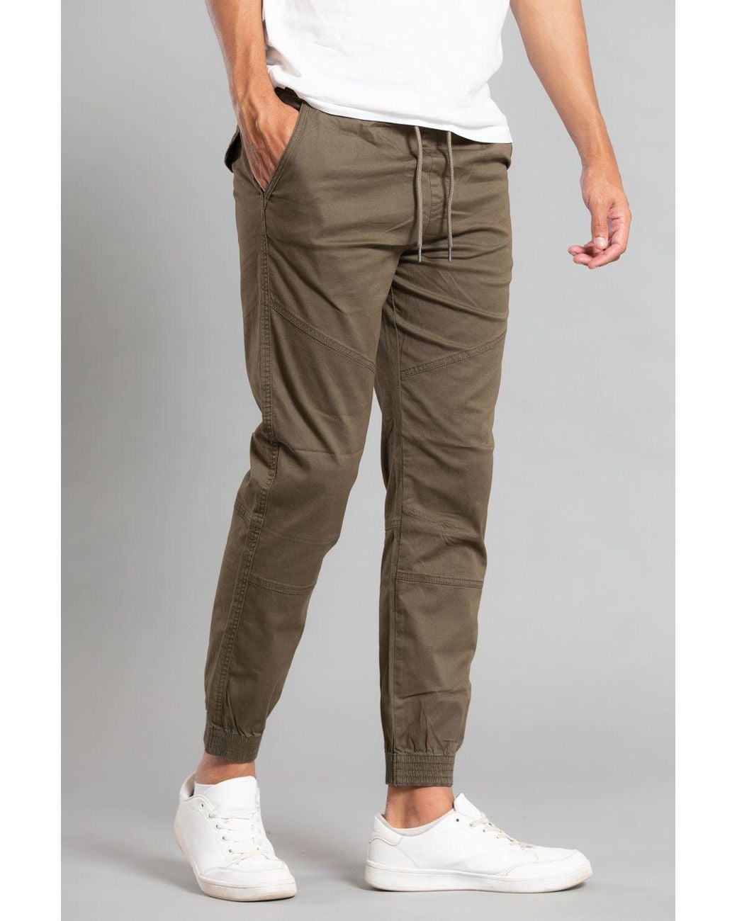 Tokyo Laundry Green Cotton Cuffed Trouser for men