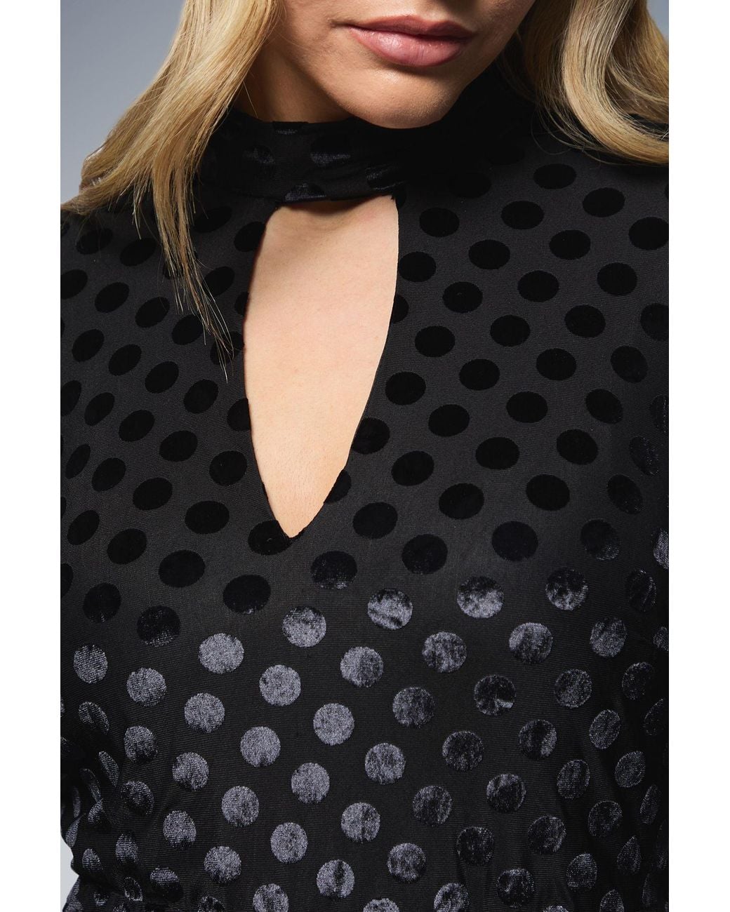 Dorothy Perkins Blue Spot Devore Long Sleeve Mini Dress