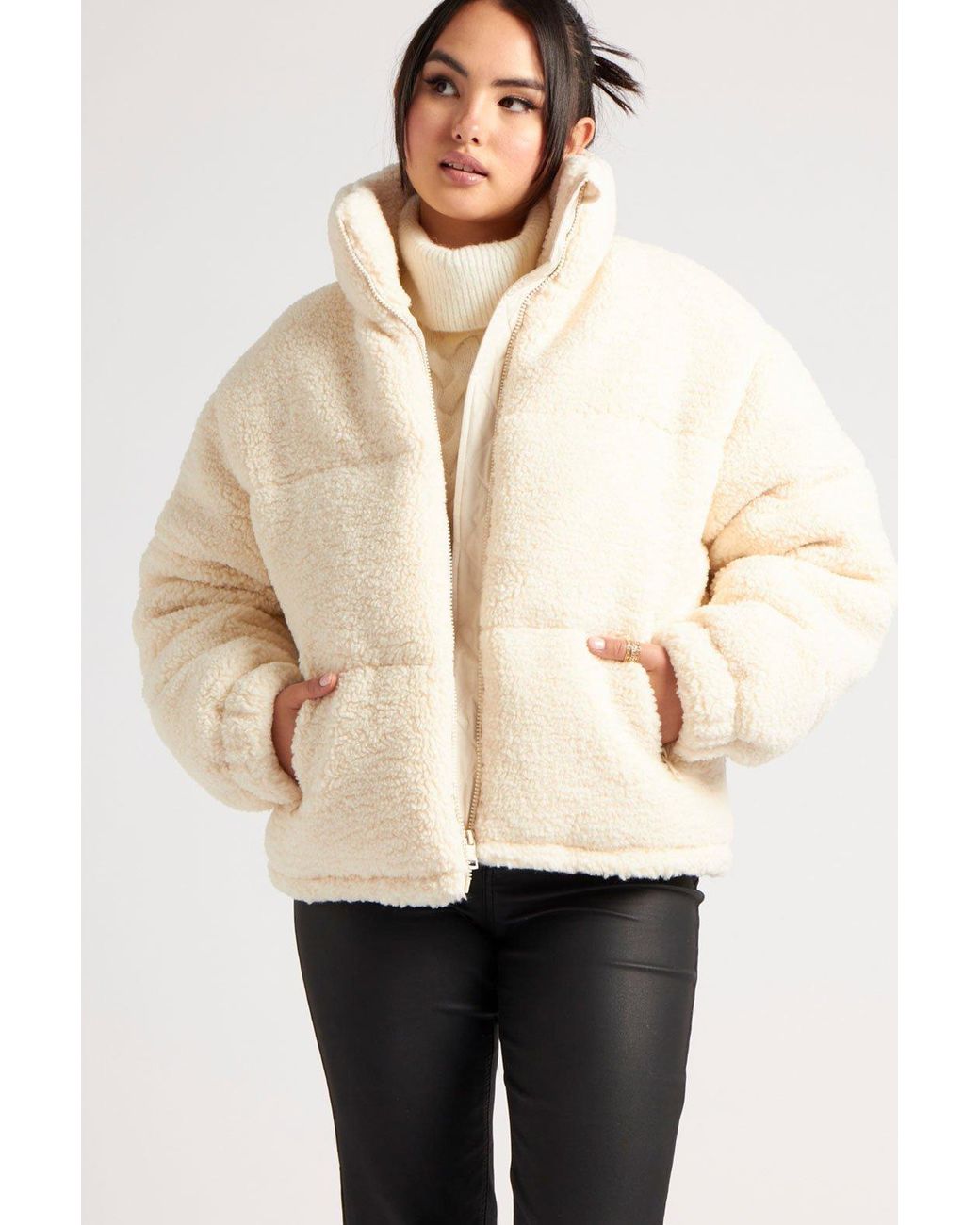 Short borg clearance coat