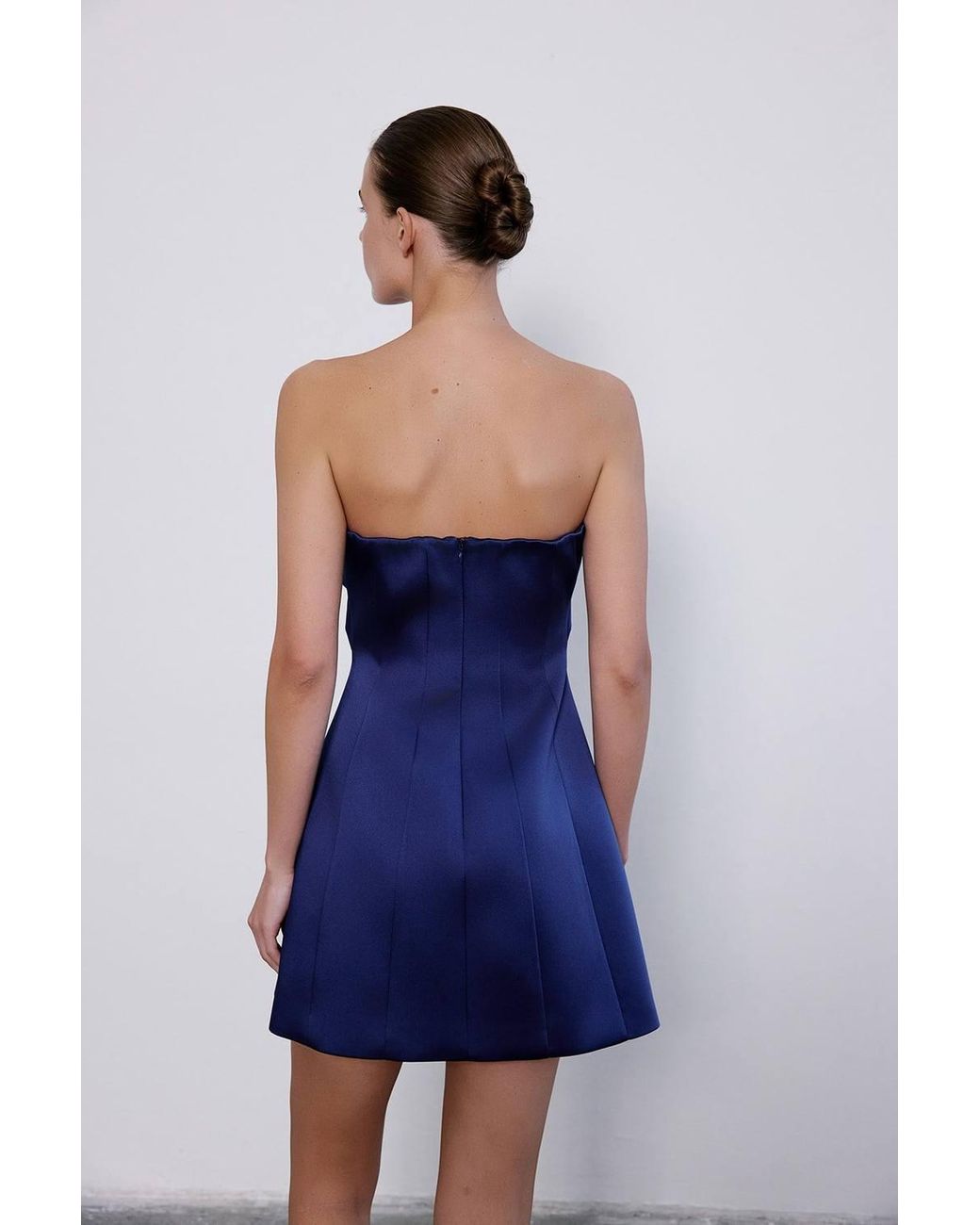 RUE Blue Strapless Bow A-Line Mini Dress