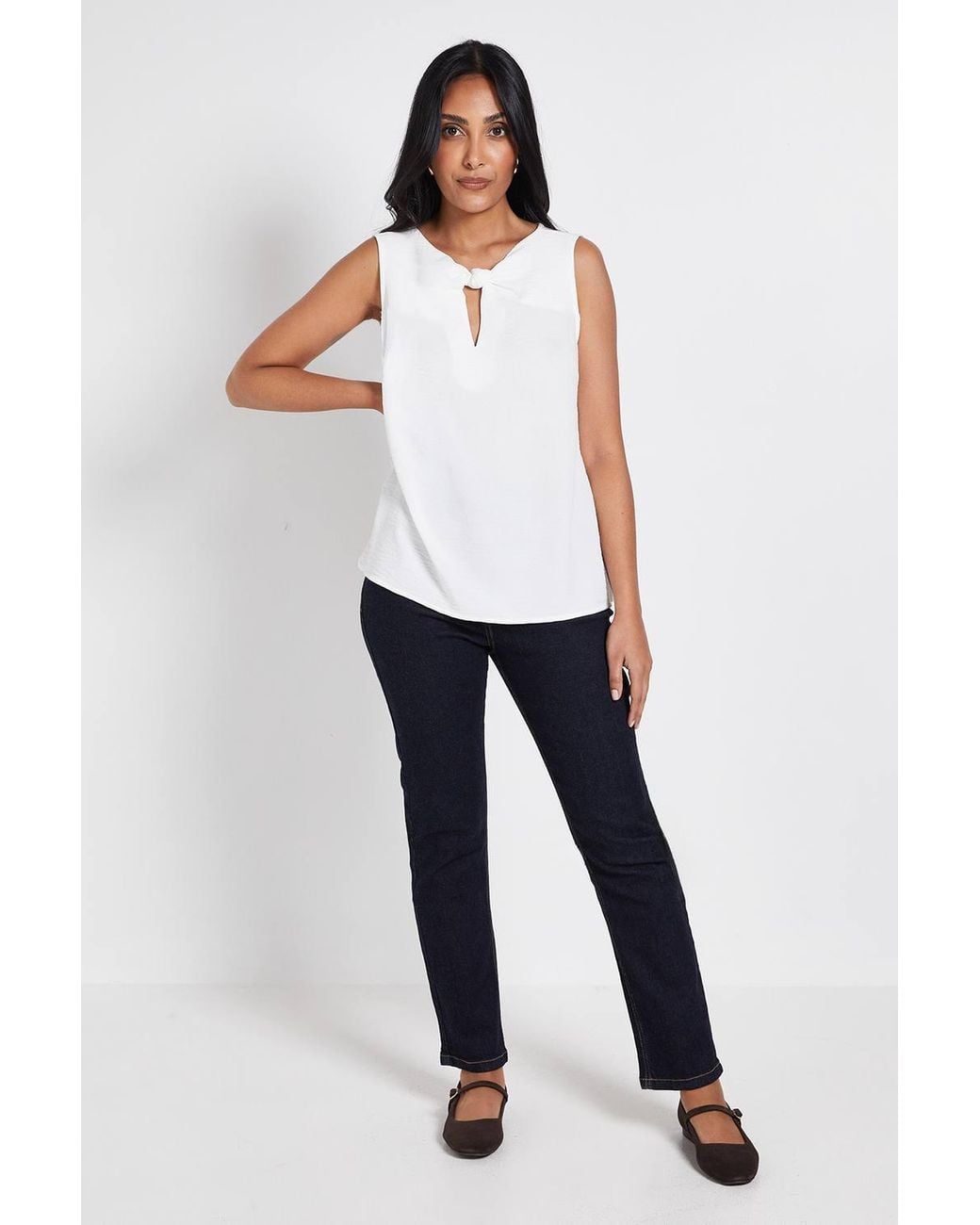Wallis White Petite Woven Twist Cami Top