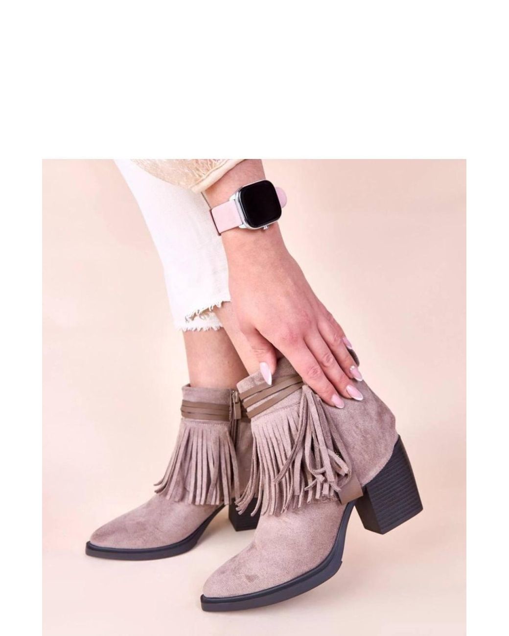 Love Lace Pink Everyday Suede Heeled Boots With Fringe