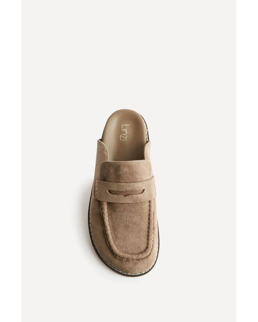 Linzi Natural Invested Faux Suede Mule Loafers