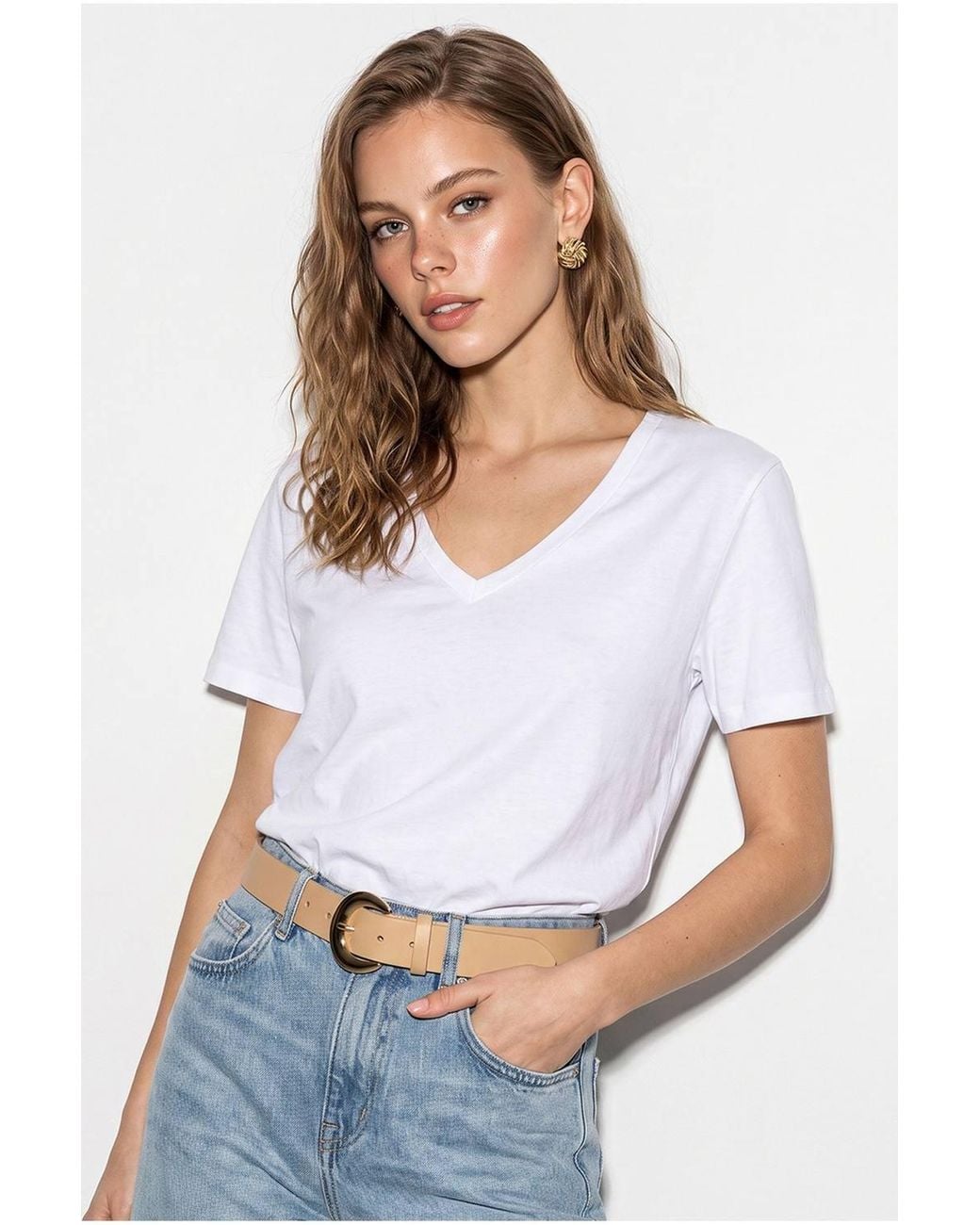 Bianco Lucci White Cotton T-Shirt