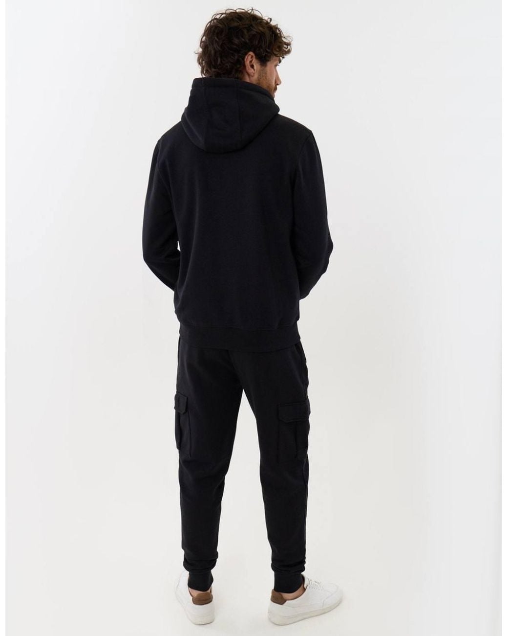 Threadbare Blue Cotton Rich Hoodie & Cargo Jogger Set for men