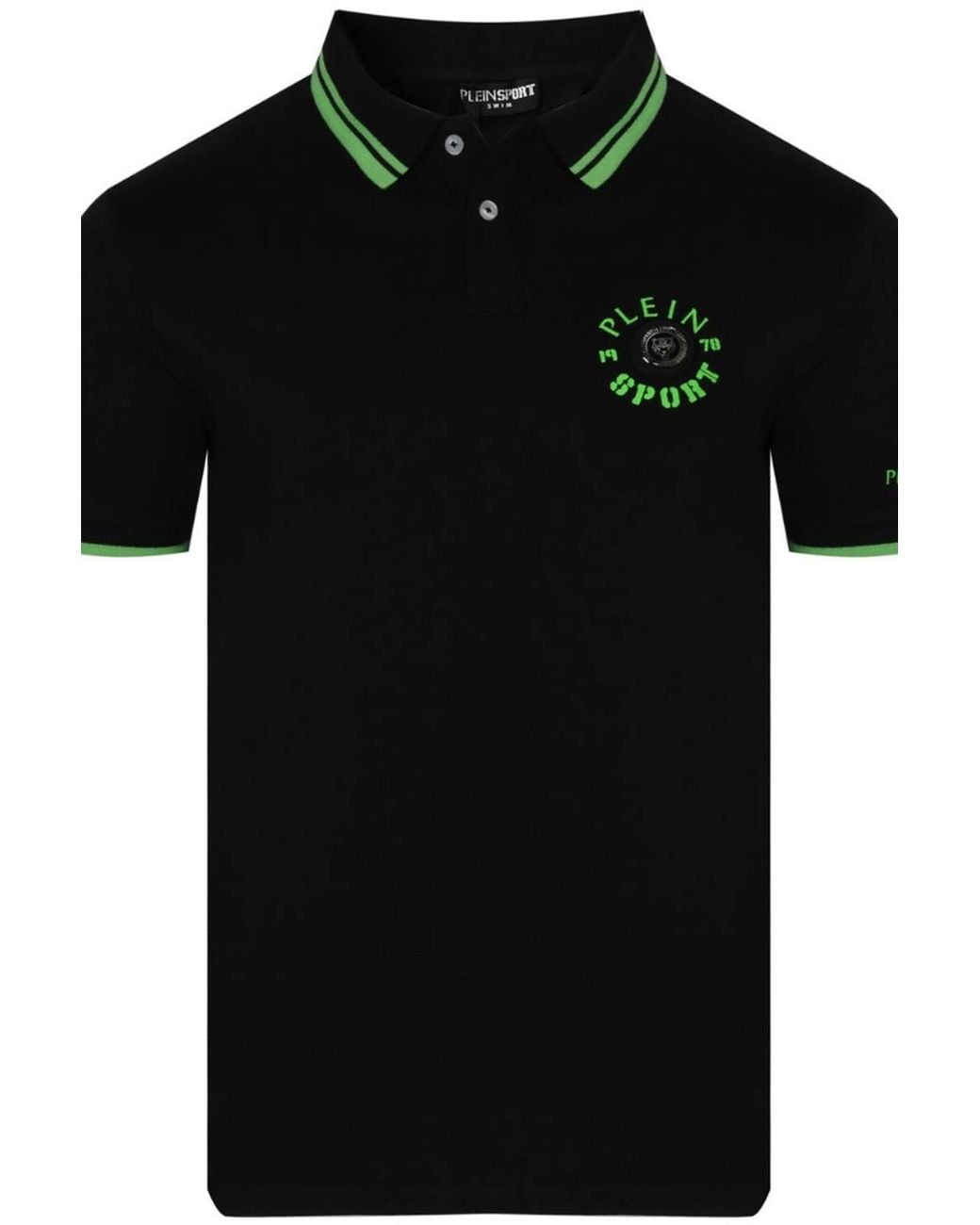 Philipp Plein Black Short Sleeve Button Closure Polo Shirt for men