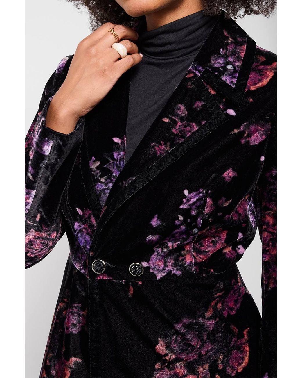 Joe Browns Black Boutique Printed Velvet Coat