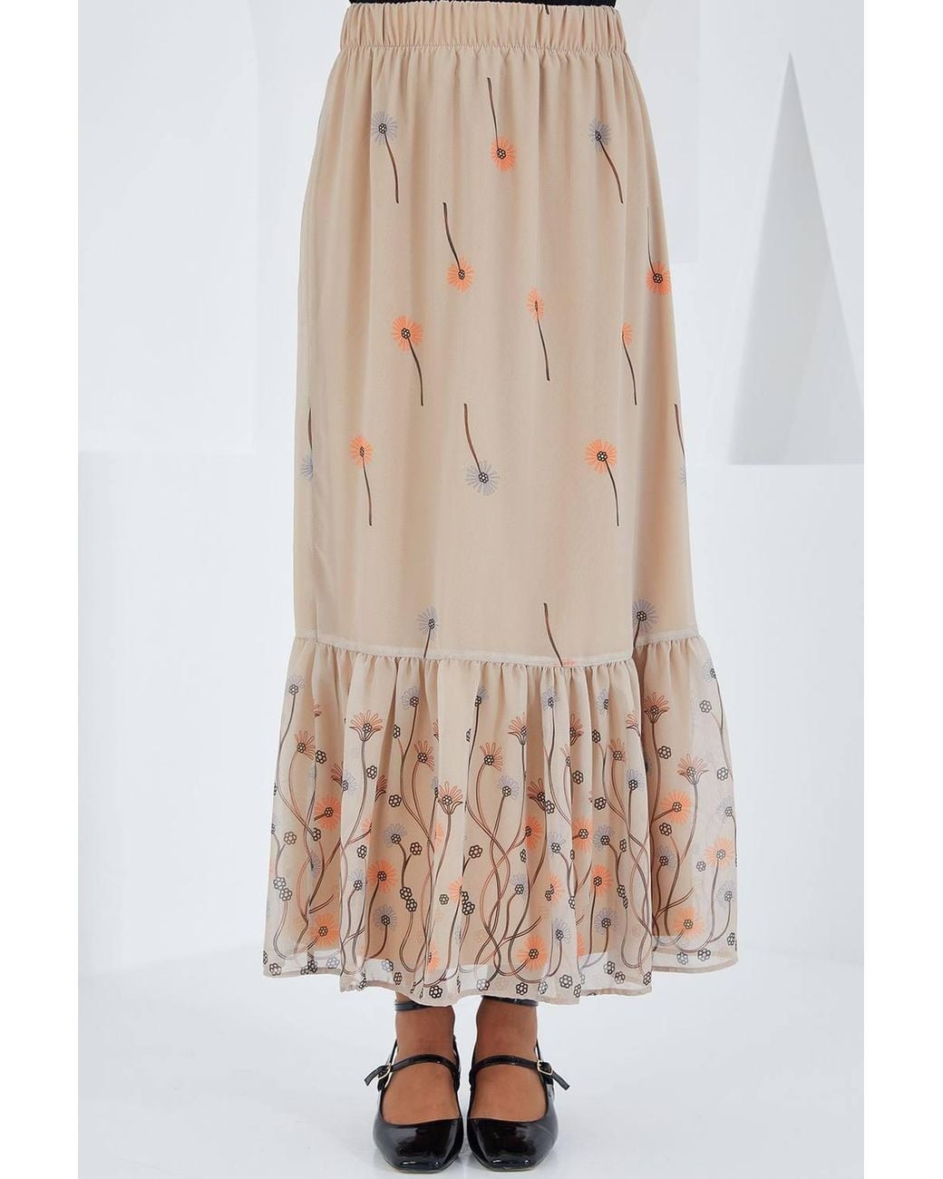 Bigdart Natural Floral Print Maxi Skirt