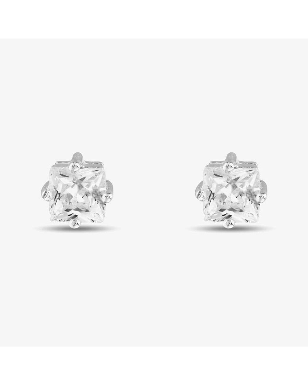 T.H.Baker Metallic 5Mm Square Cubic Zirconia Stud Earrings 8-58-3319