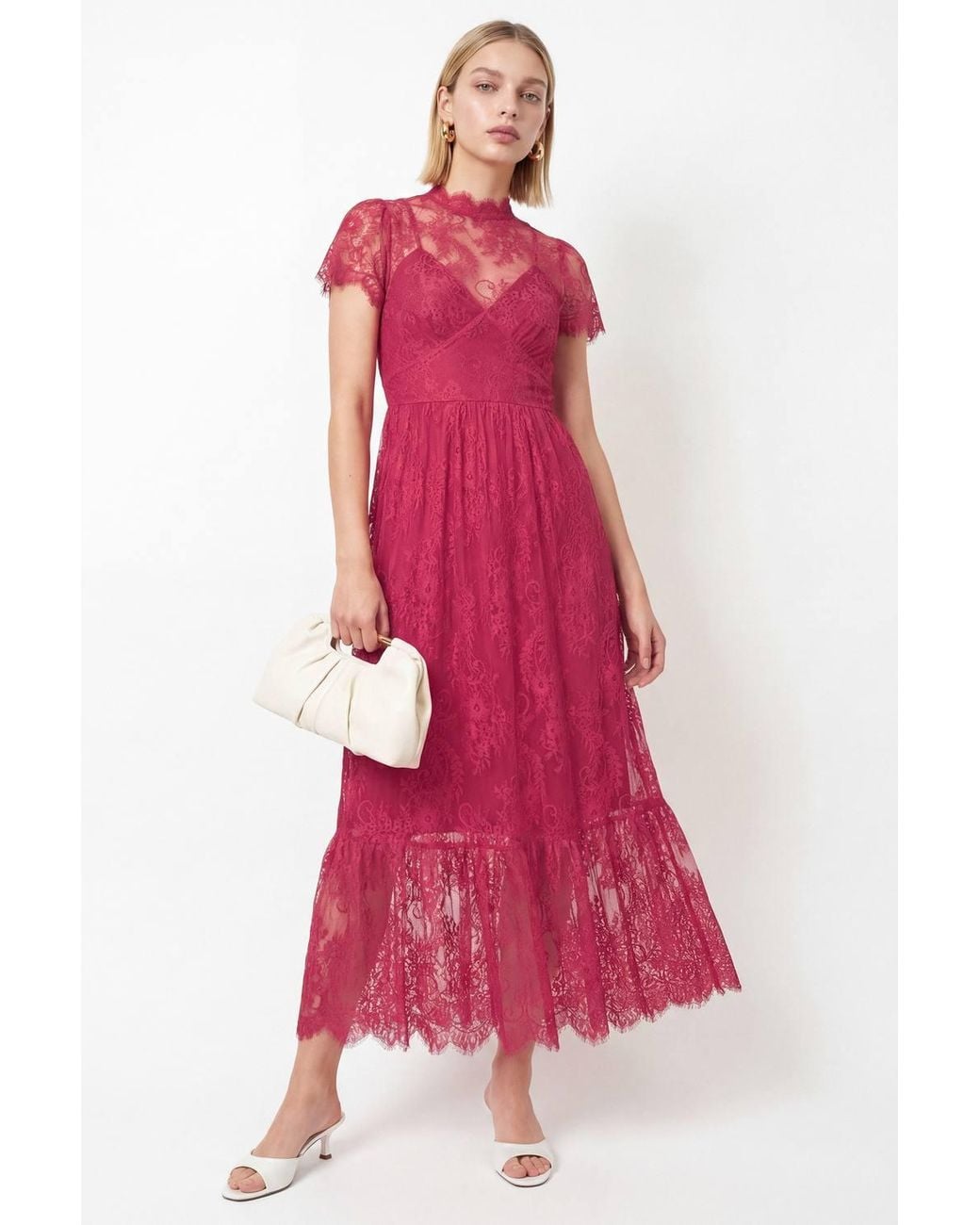 Lovedrobe Red Lace Midaxi Dress