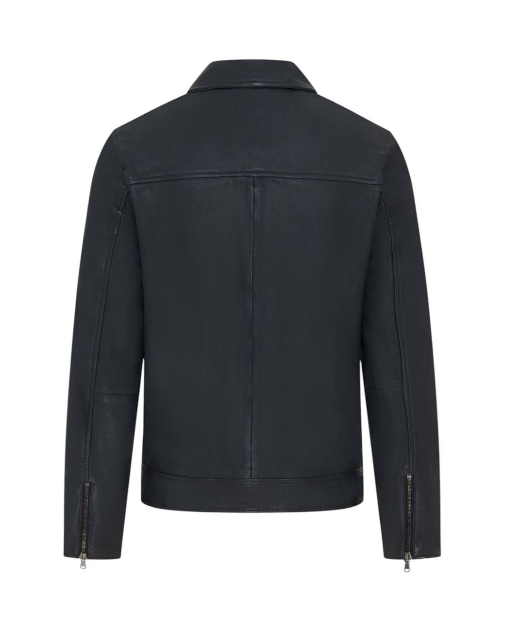 Infinity Leather Blue Leather Harrington Collar Biker Jacket-Alpha for men