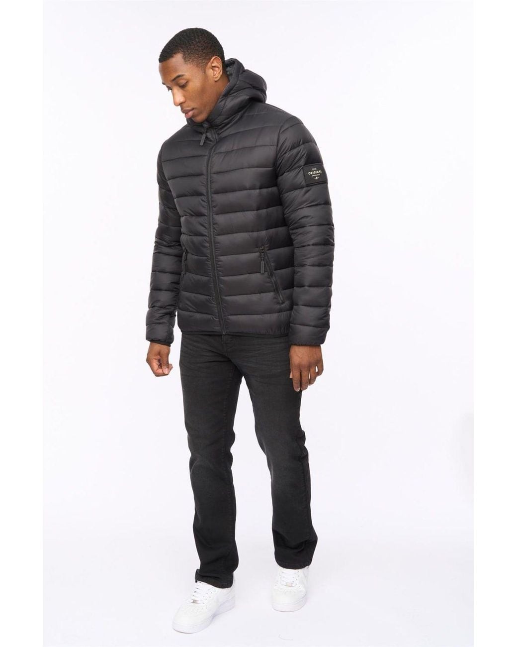 Crosshatch Gray Gattering Lightweight Hooded Quilted Puffer Jacket for men