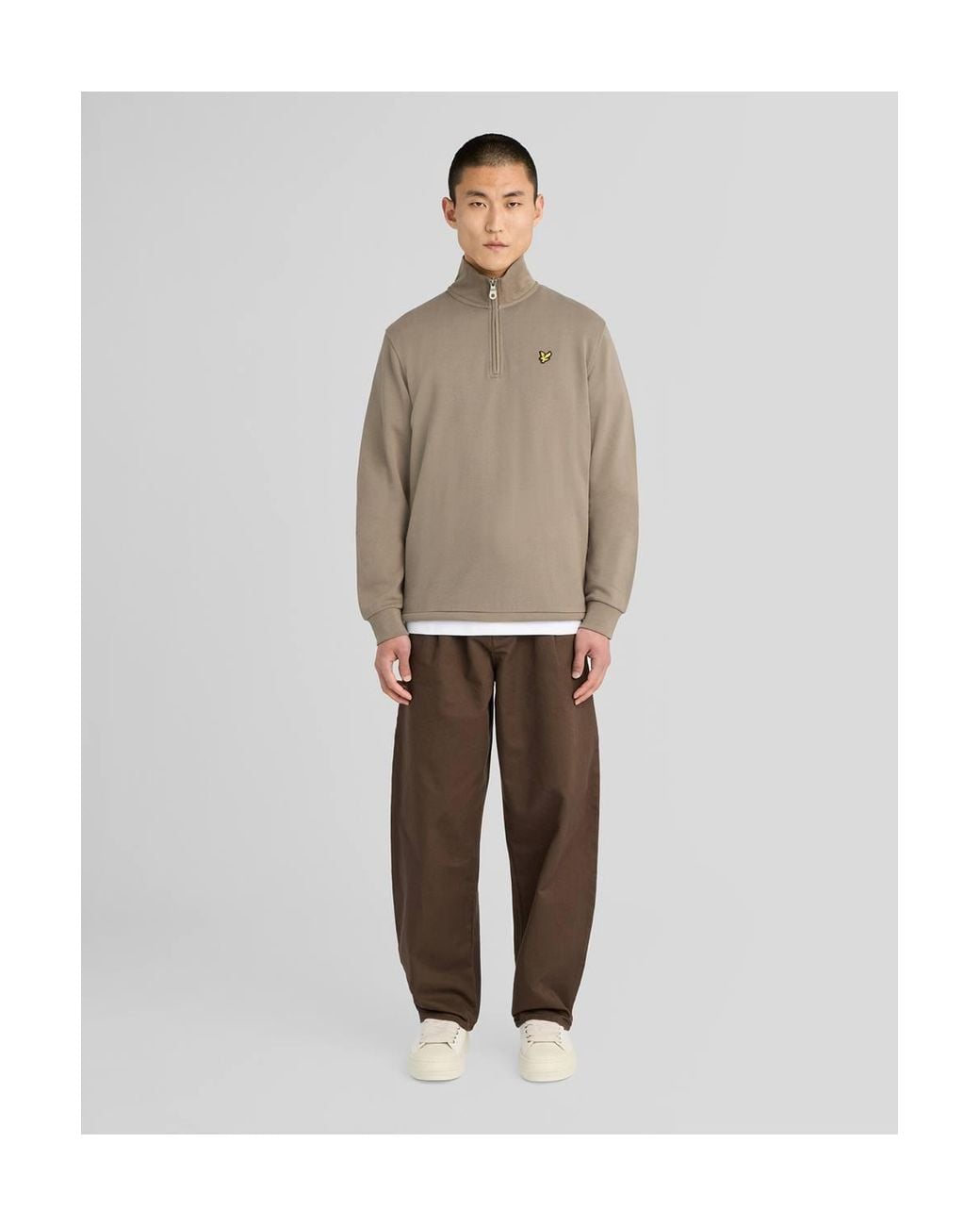 Lyle & Scott Natural Loopback Quarter Zip Sweatshirt Ash for men