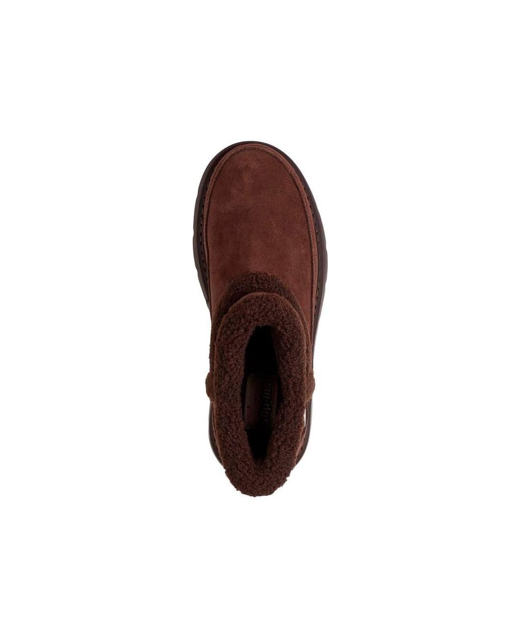Skechers Brown Keepsakes Lite Slip-Ins Suede Bootie With Faux Shearling Trim Chocolate