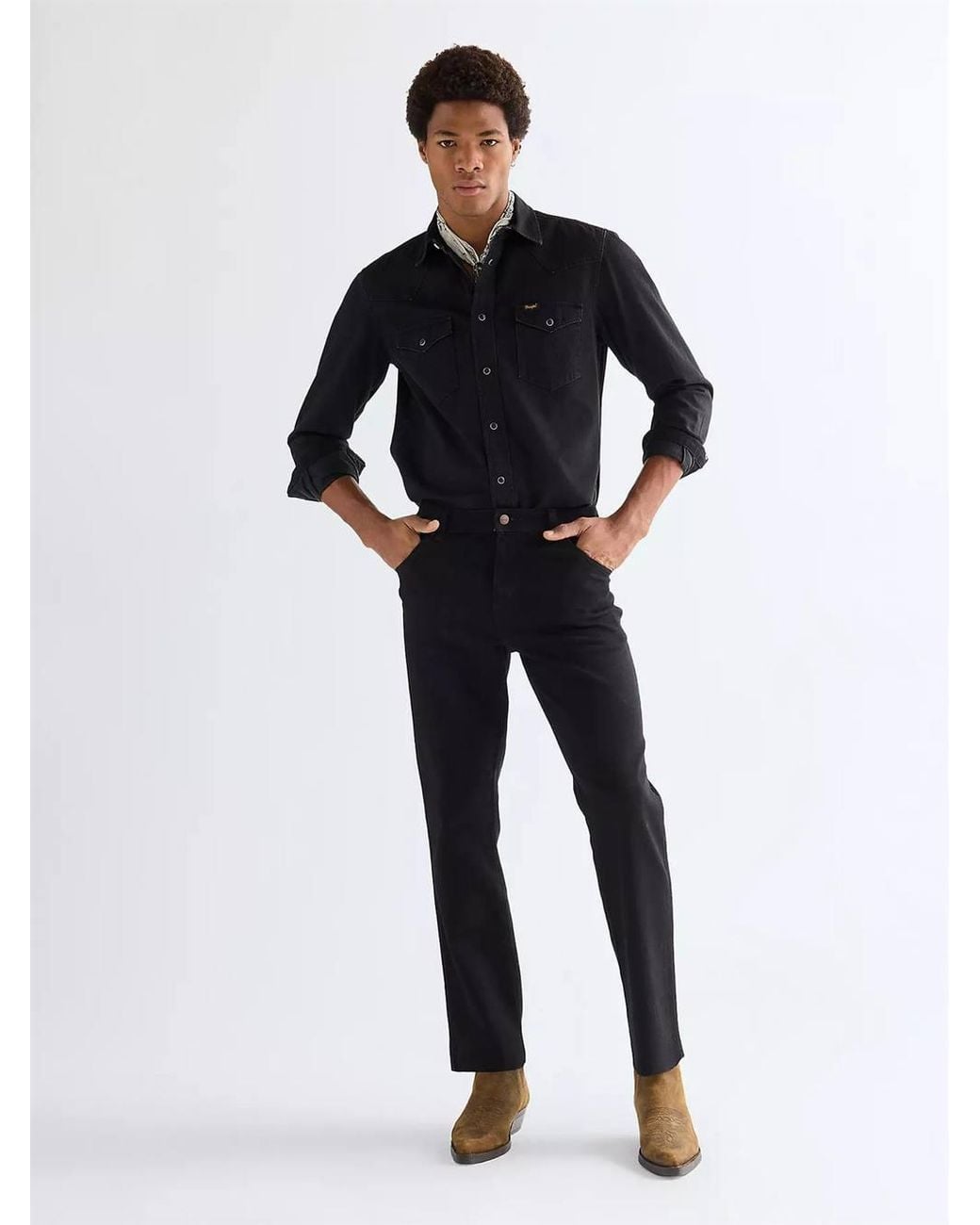 Wrangler Black Texas Straight Low Stretch Jeans For for men