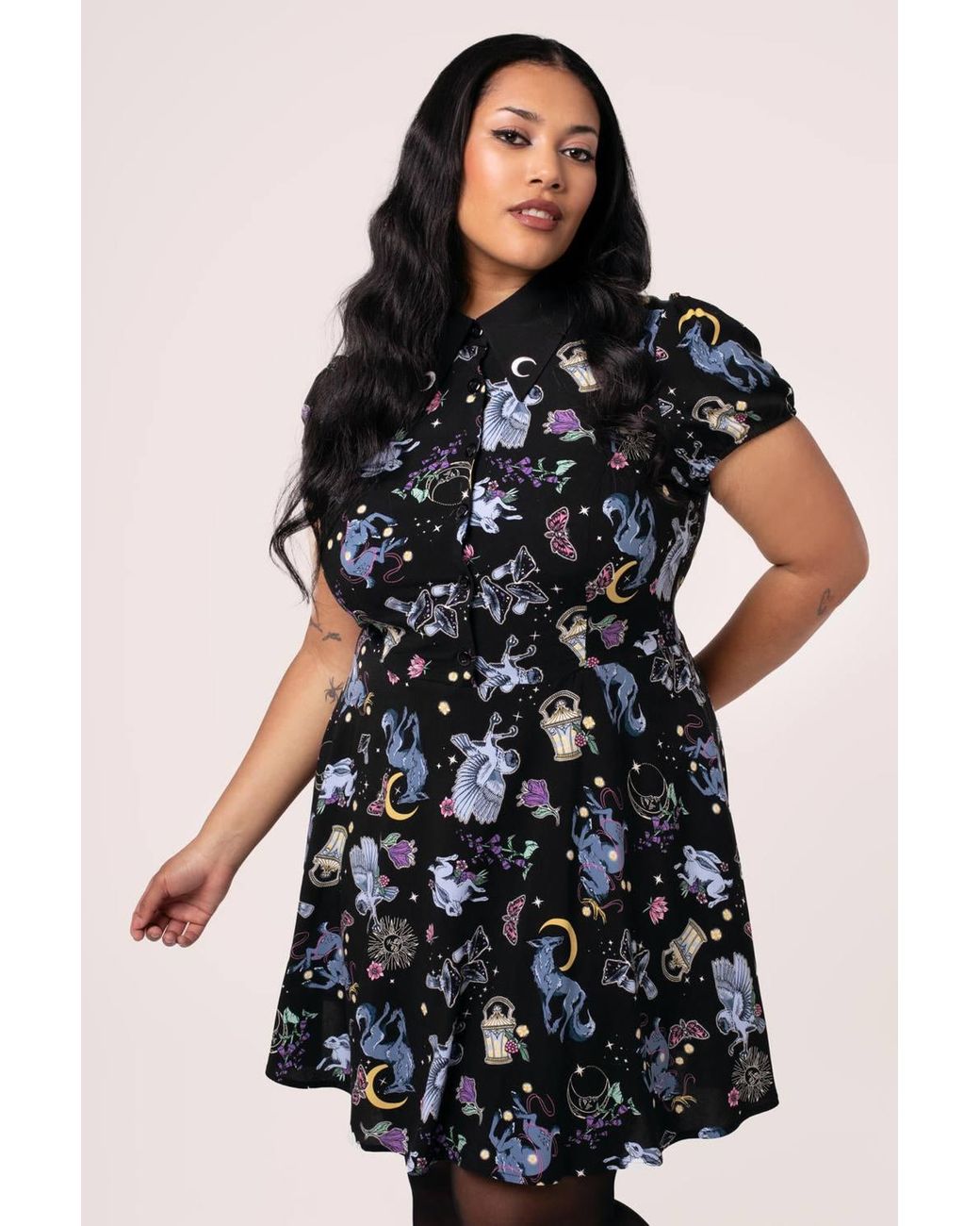Hell Bunny Black Moonlit Bold Base Mini Dress