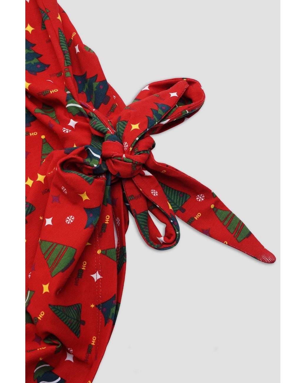 Enorsia Red Side Tie Knot Christmas Mini Dress