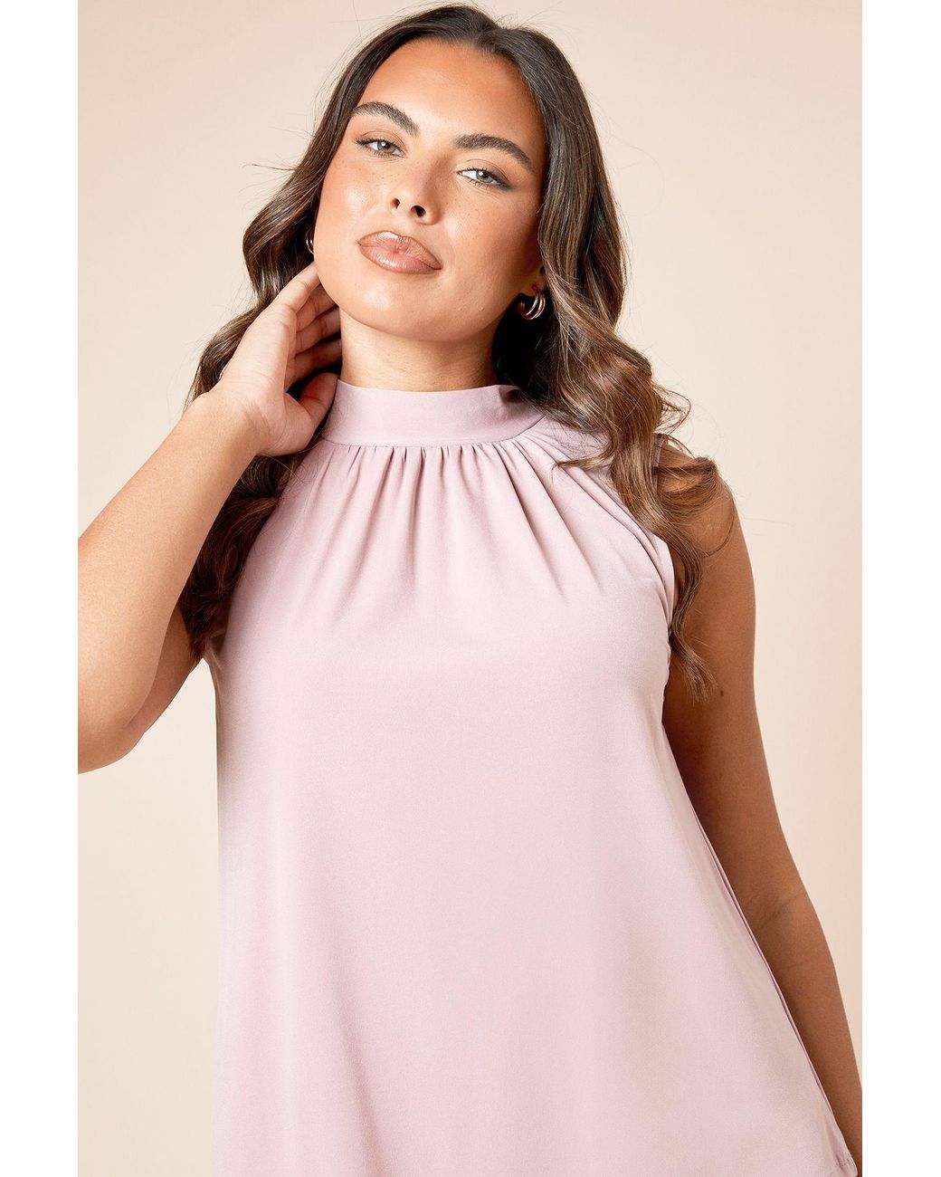 Dorothy Perkins Blue High Neck Tie Back Jersey Top