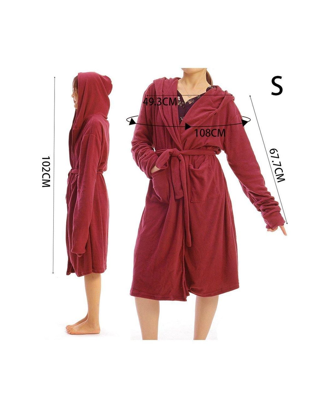 MODISHION Red Solid Long Dressing Gown