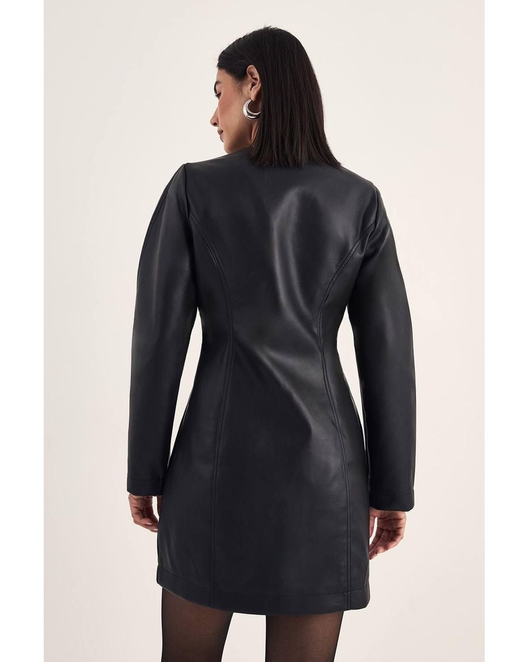 Nasty Gal Blue Cocoon Sleeve Faux Leather Blazer Mini Dress