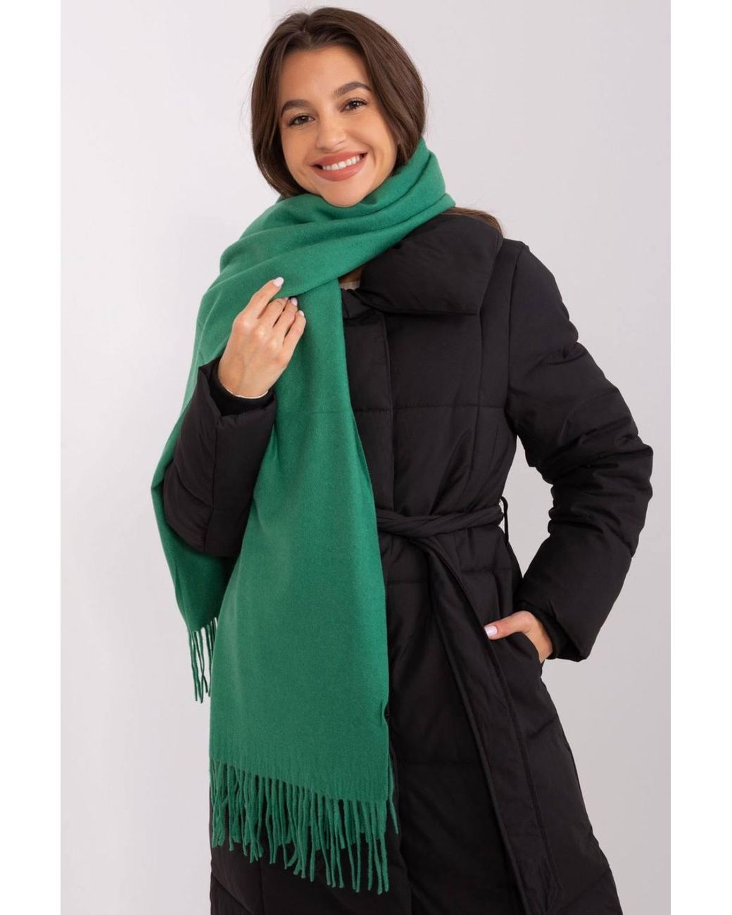Love Lace Green Warm Long Decorative Tassel Scarf For Winter 196 Cm Length