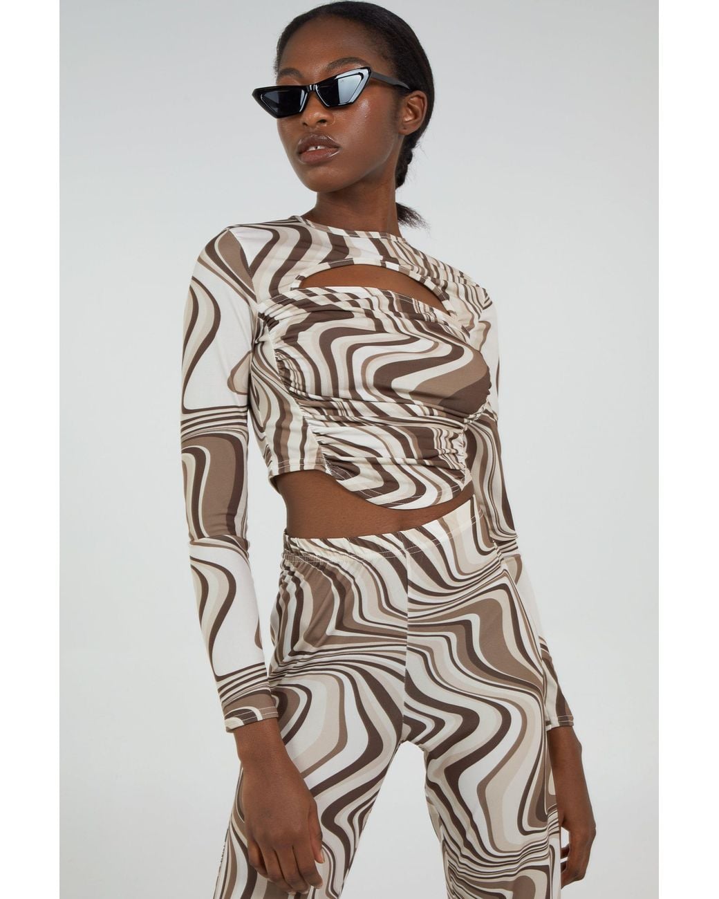 Pink Vanilla Natural Swirl Print Cut Out Top