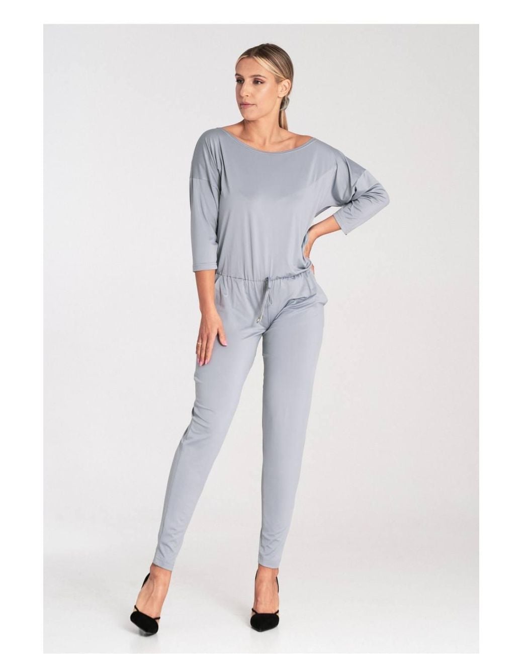 Love Lace White Drawstring Waist Boat Neck Tapered Jumpsuit
