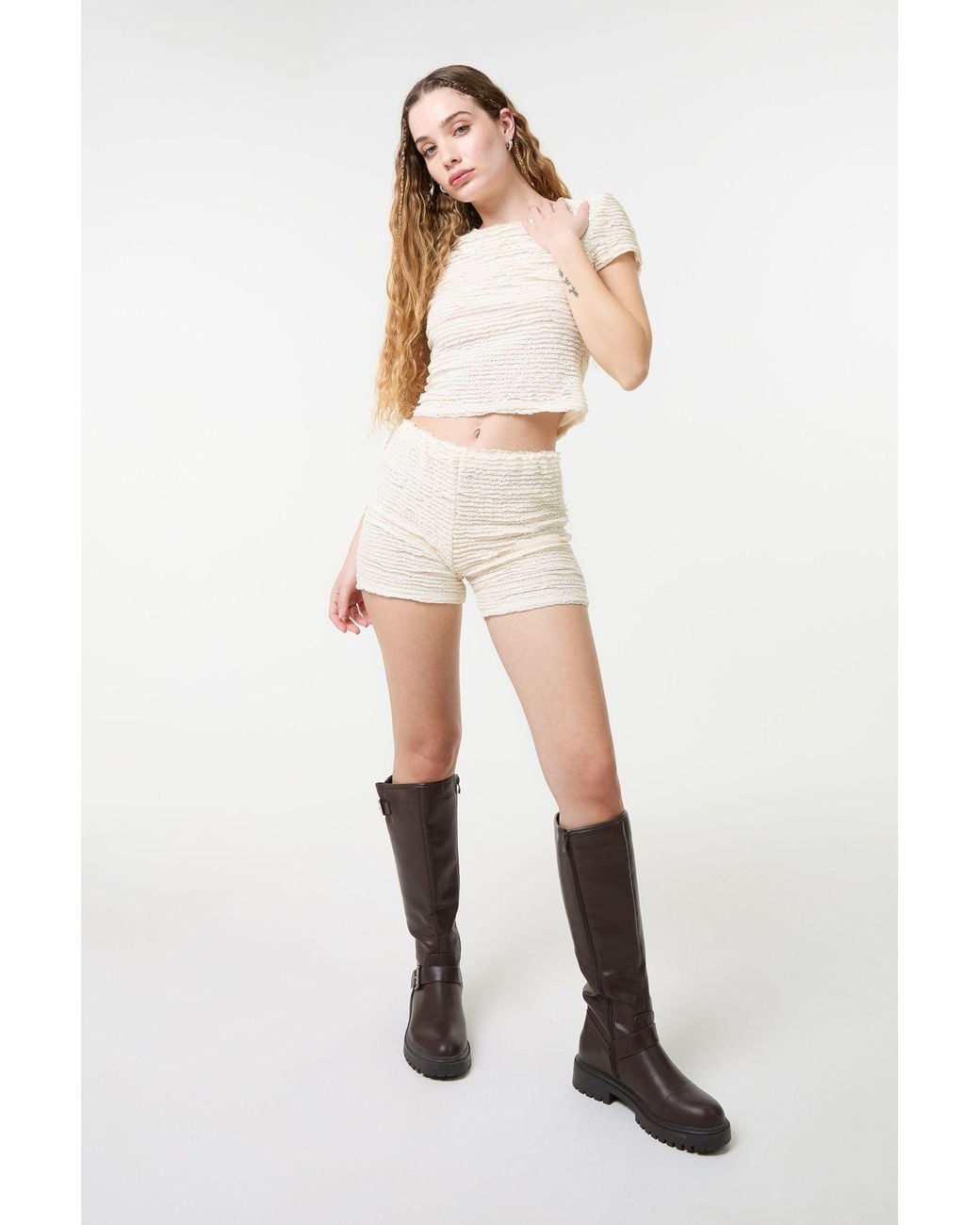 Pink Vanilla Black Textured Stretch Jersey Top