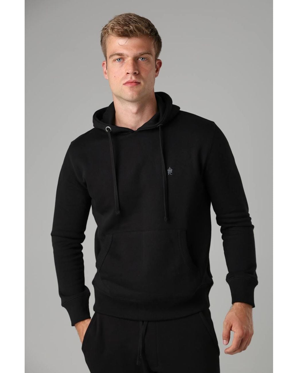 French Connection Black Cotton Blend Hoody for men