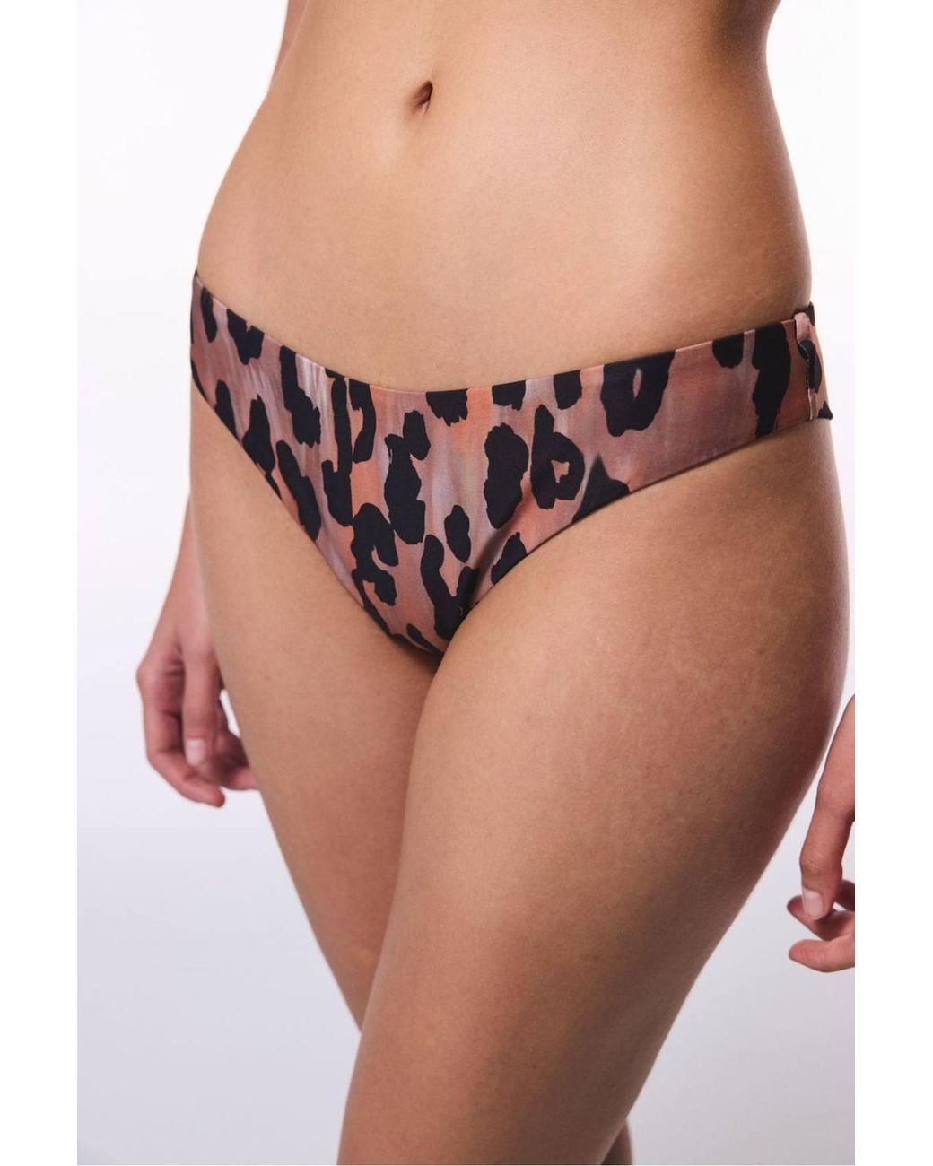 Penti Black Clove Minimal Cut Leopard Print Super Brazilian Bikini Bottom