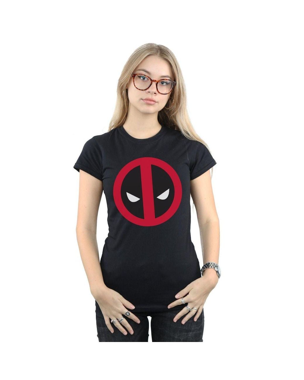 Marvel Black Deadpool Large Clean Logo Cotton T-Shirt