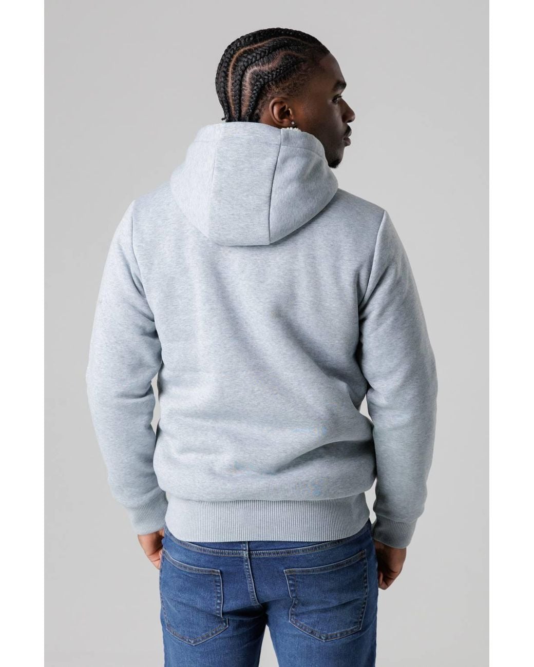 Tokyo Laundry Blue Brushed Back Fleece Zip-Through Hoody With Borg Lining for men