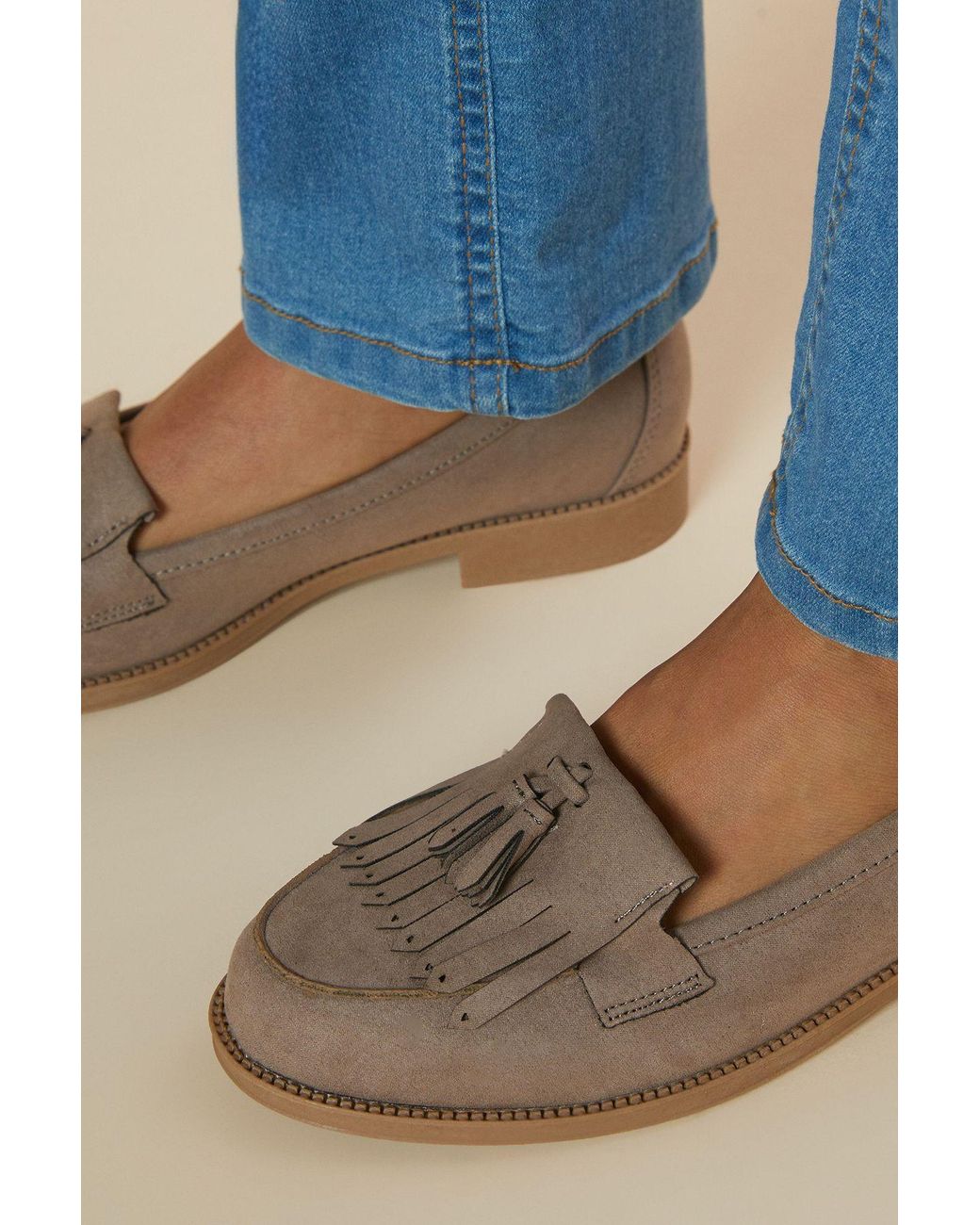 Dorothy Perkins Blue Wide Fit Leigh Fringe Loafers