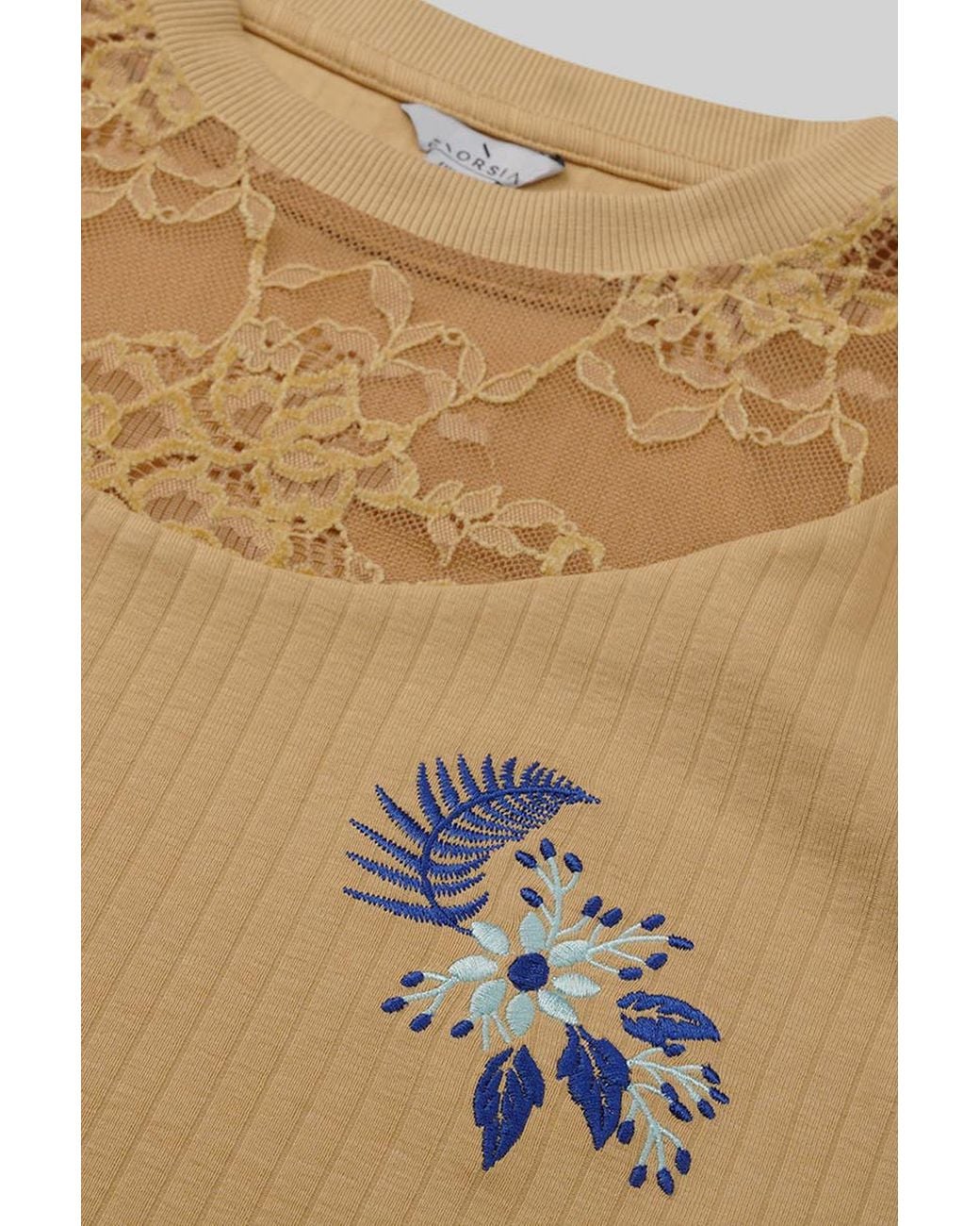 Enorsia Natural Lace Detail Long Sleeve Midi Dress