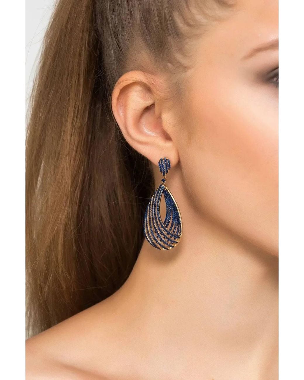 Latelita London Blue Vortex Teardrop Earring Sapphire Cz