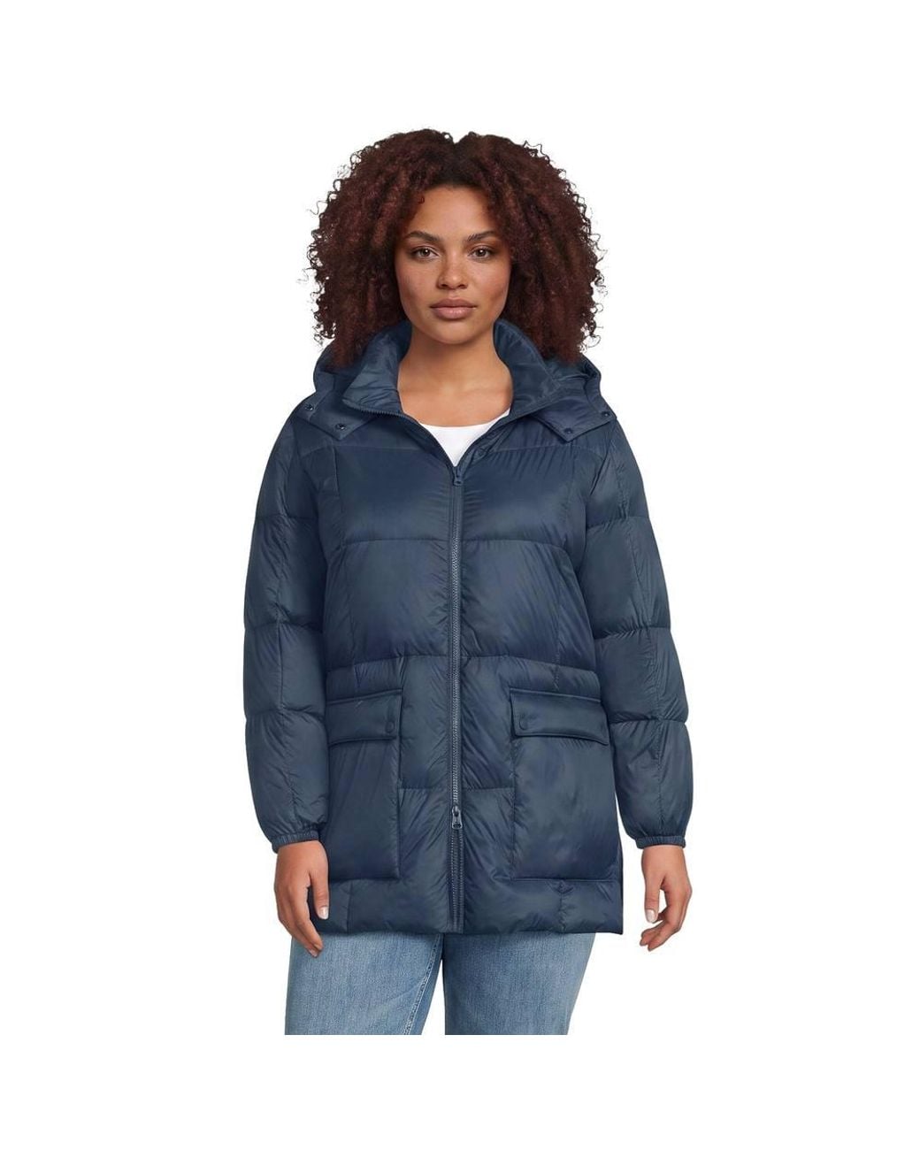 Lands' End Blue Plus Wanderweight Down Packable Puffer Jacket