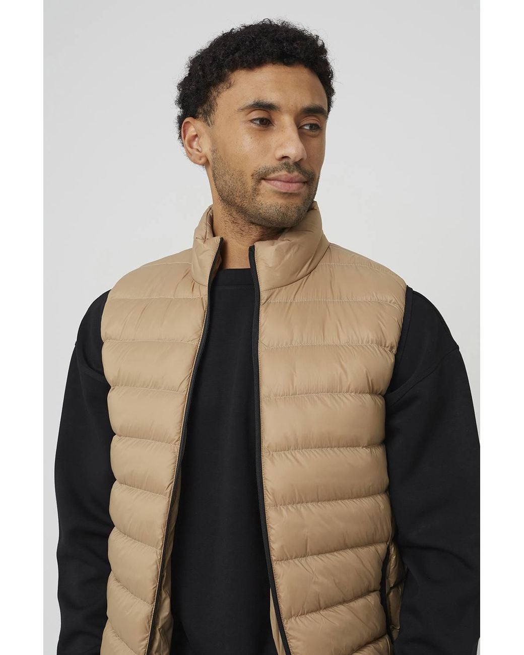 Brave Soul Natural Quilted Padded Gilet for men