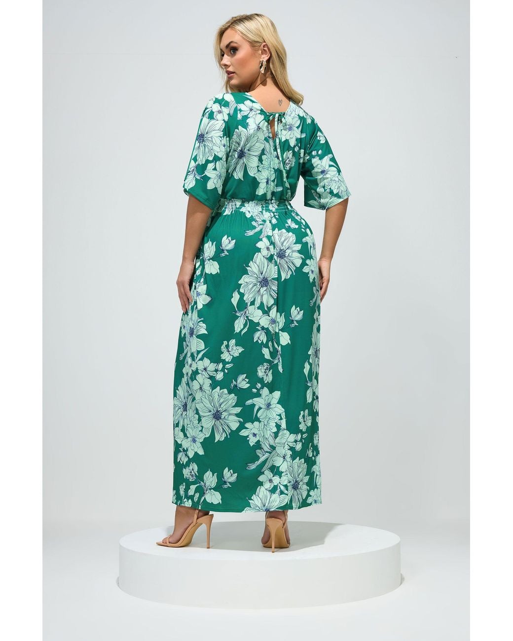 Yours Green Floral Print Maxi Dress