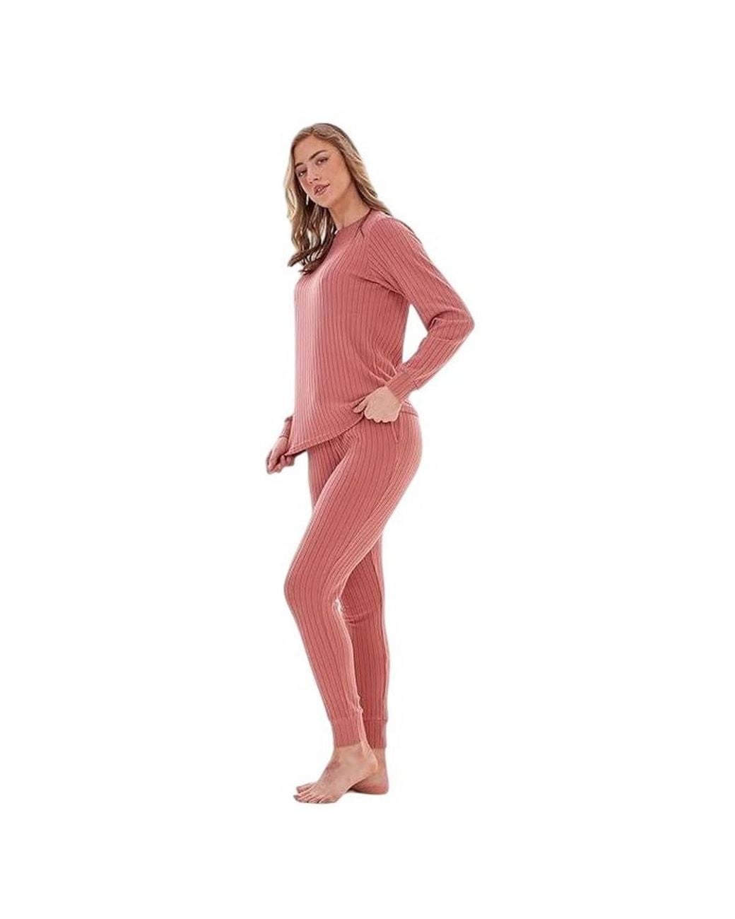 Keanu Red Ribbed Long Pyjama Set