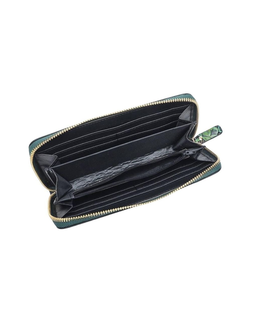 Lovii Green Vintage Floral Embossed Zip Around Long Purse