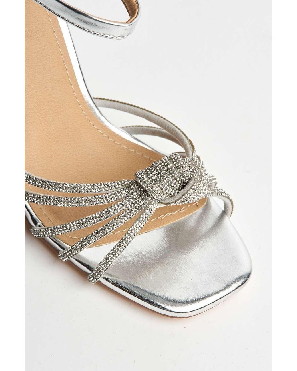 Miss Diva Pink Marina Diamante Embellished Knot Band Faux Leather Sandals